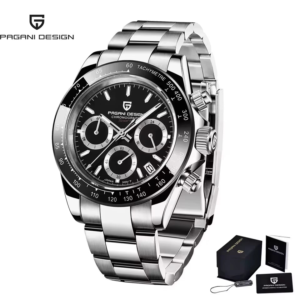 40Mm New V2  Men'S Quartz Watches Sapphire Retro Chronograph Stainless Steel Waterproof Watch Men Relogio Masculino